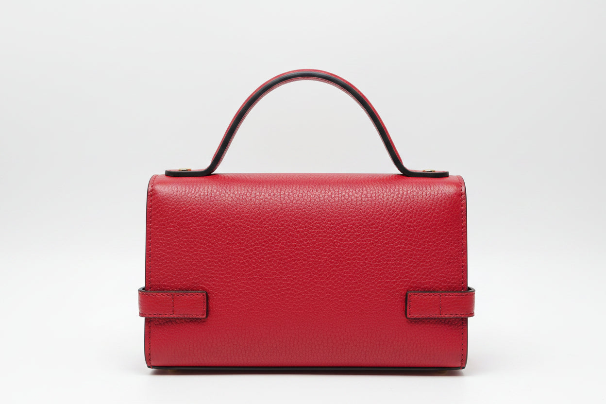 Genuine Italian Leather Handbag: Red