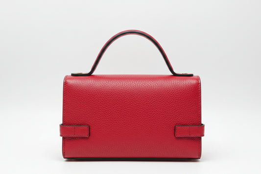 Genuine Italian Leather Handbag: Red