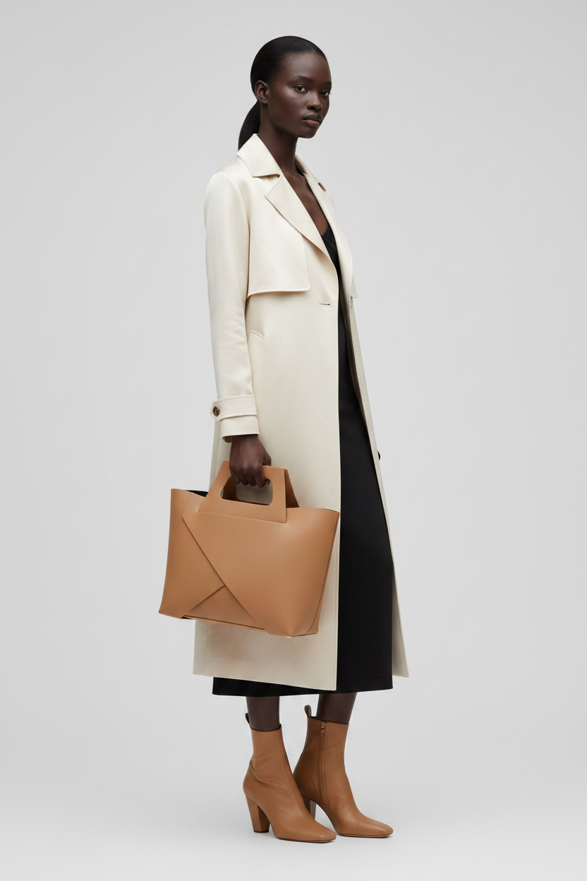 Milano Luxe Genuine Italian Leather / Tote / Shoulder Bag / Combo Bag Set - Camel