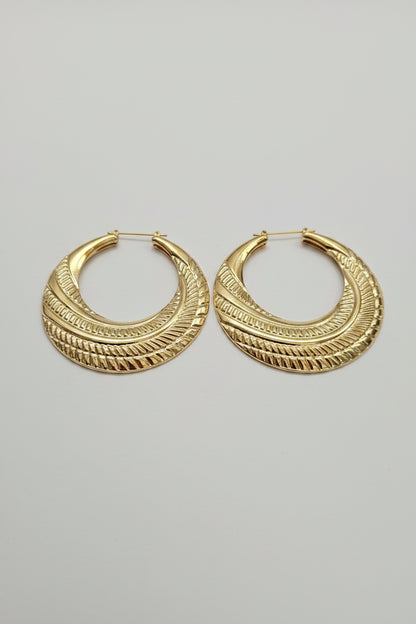 Gold-tone large Embossed Hoop Earrings