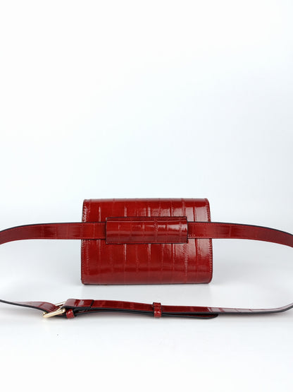 Linda Belt Bag in red sleek design  – signature cross-body women handbags.”