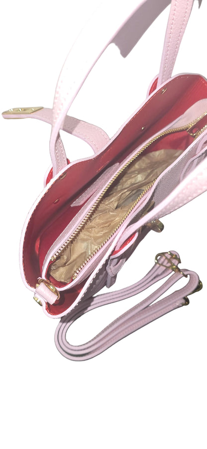 Genuine Italian Leather - small carrier - Pink