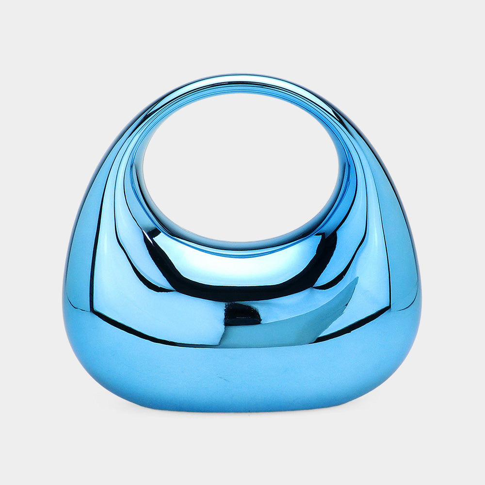 Metallic Acrylic Crescent Handbag/Sstchel-Blue