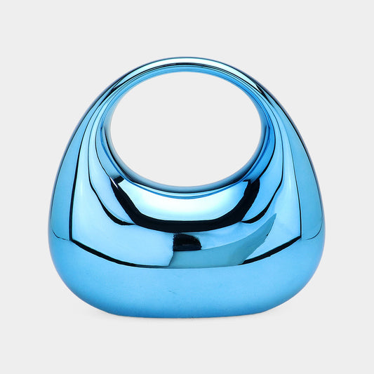 Metallic Acrylic Crescent Handbag/Satchel-Blue