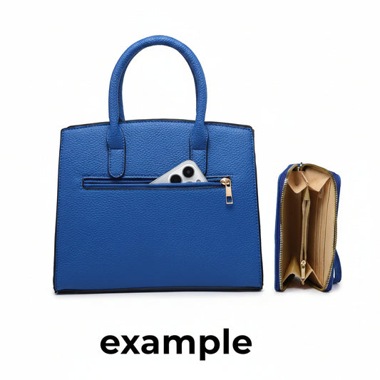 Fashion Padlock 2-in-1 Satchel/Shoulder Bag/Handbag Set-Blue