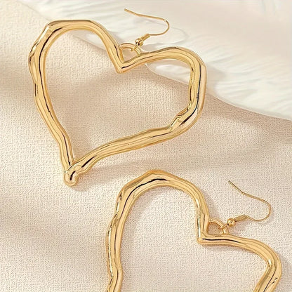Chunky Heart Drop earrings - Gold