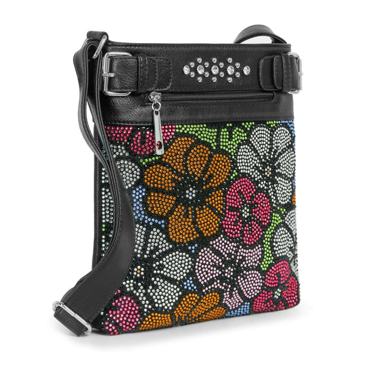 Colorful Floral Classic Crossbody Sling - Bling Multi - Color/Black