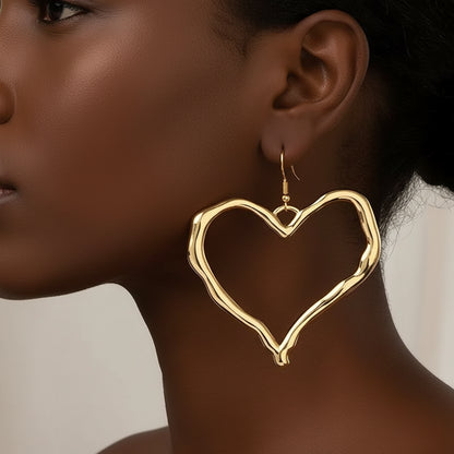 Chunky Heart Drop earrings - Gold