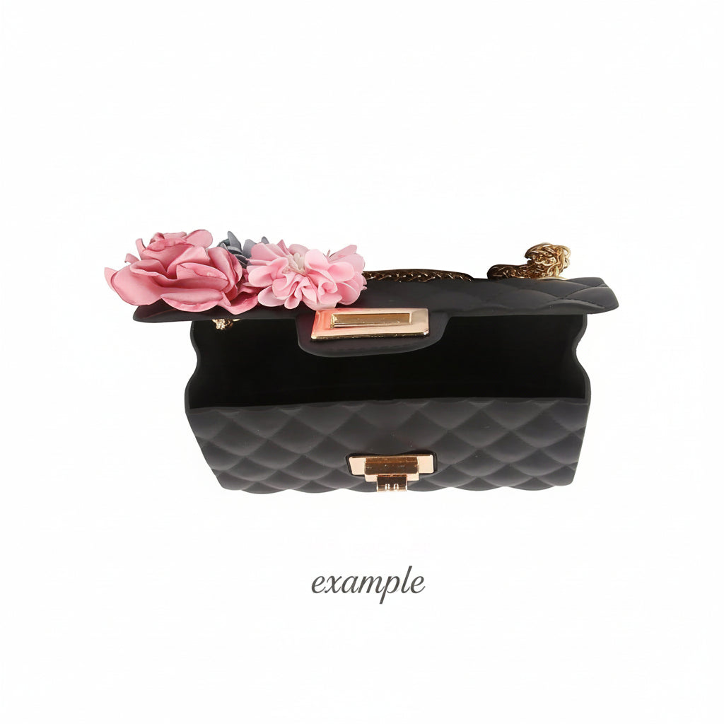Floral Accented Petite Jelly Shoulder Bag - Pink