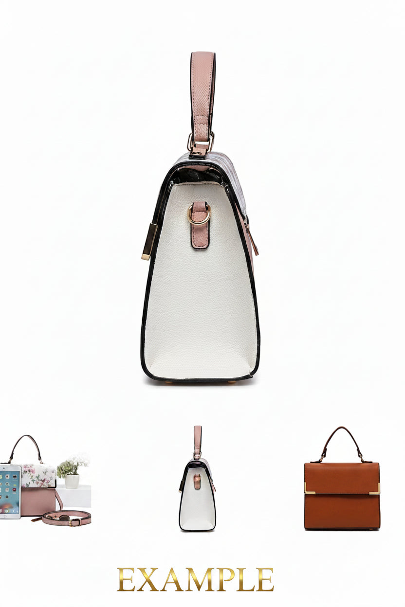 Trendy Colorblock Top Handle Satchel-Black & White
