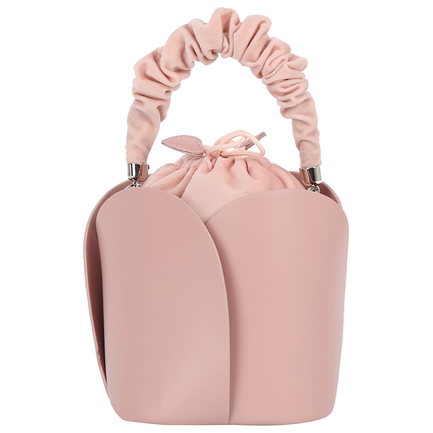 Ruched Top Handle Bucket Bag