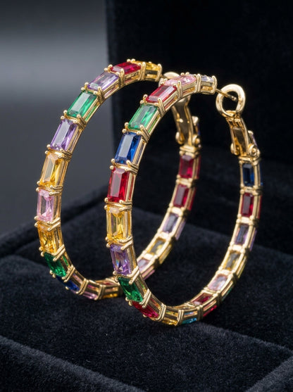 Kaleidoscope Candy Multi-Color Crystal Hoop Earrings
