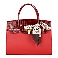 Scarfed Croc Combo Satchel Handbag, Red