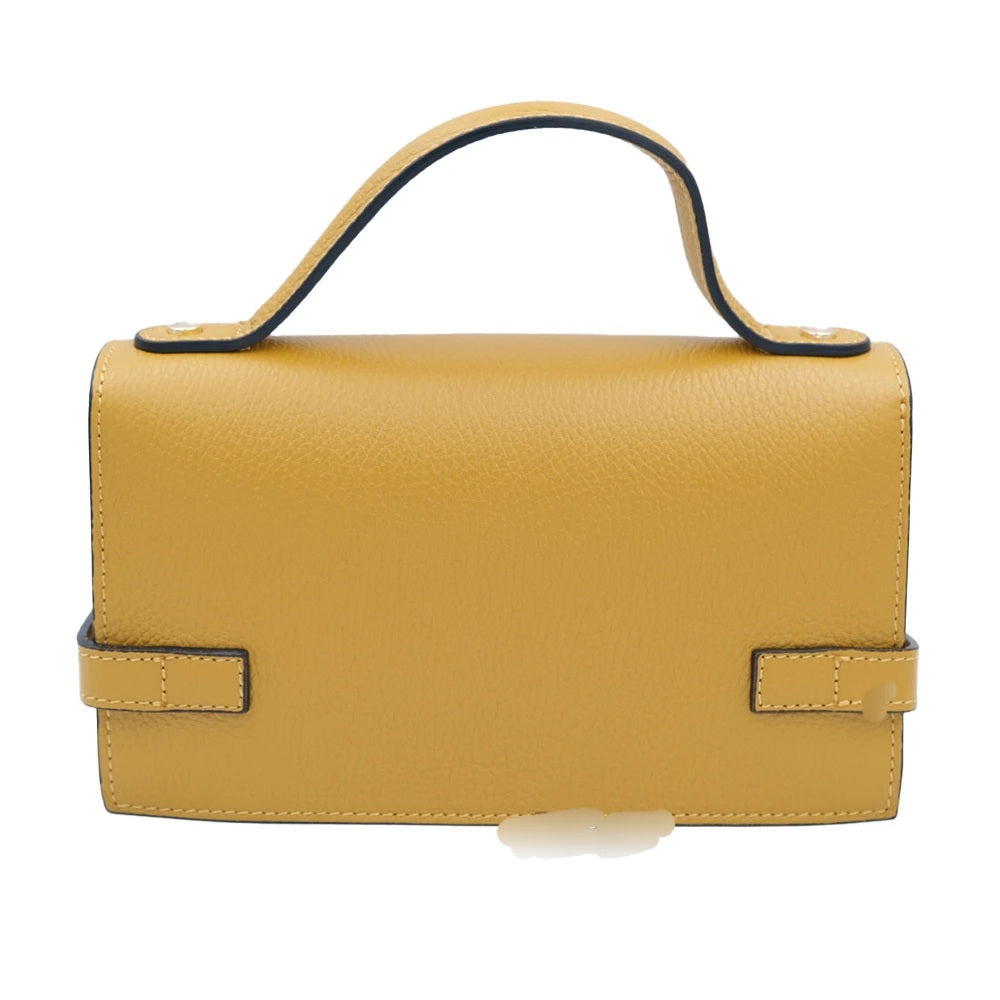 Genuine Italian Leather Handbag: Yellow