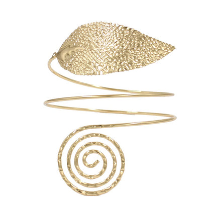 Textured Metal Leaf Spiral Wrap Arm Cuff Bracelet