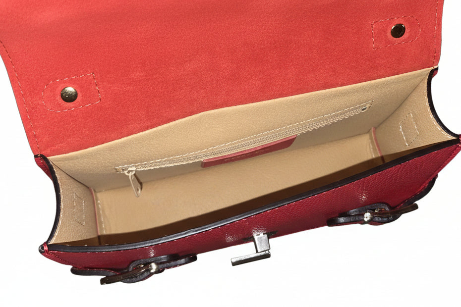 Genuine Italian Leather Handbag: Red