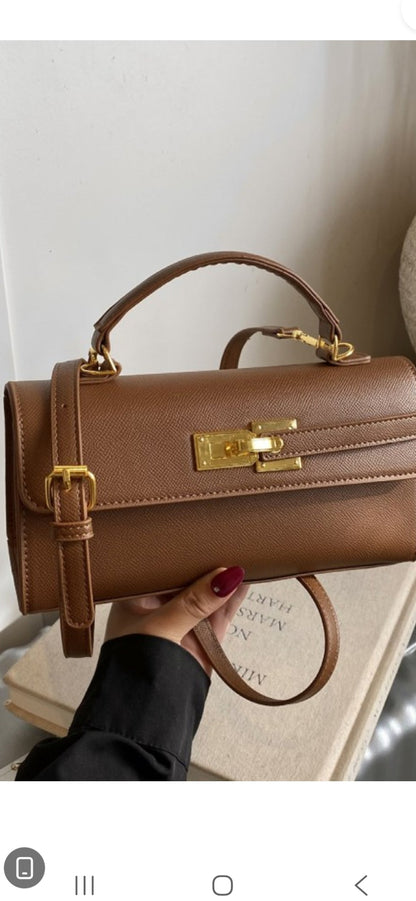 The Kensington Top-Handle Crossbody Handbag: Caramel Brown