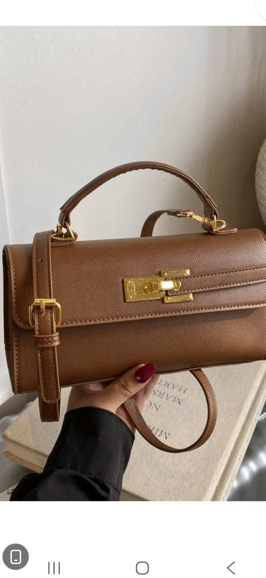 The Kensington Top-Handle Crossbody Handbag: Caramel Brown
