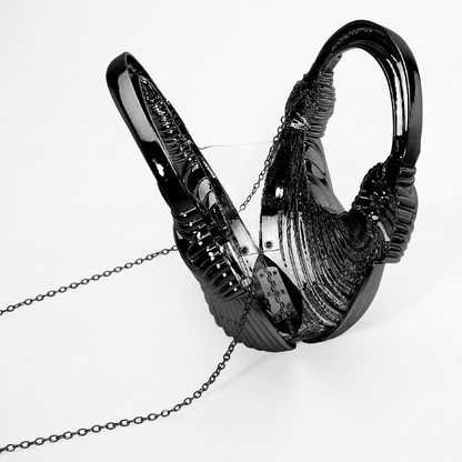 Shelli metallic sculpted loop bag with top handle – luxury cross-body women handbags.”