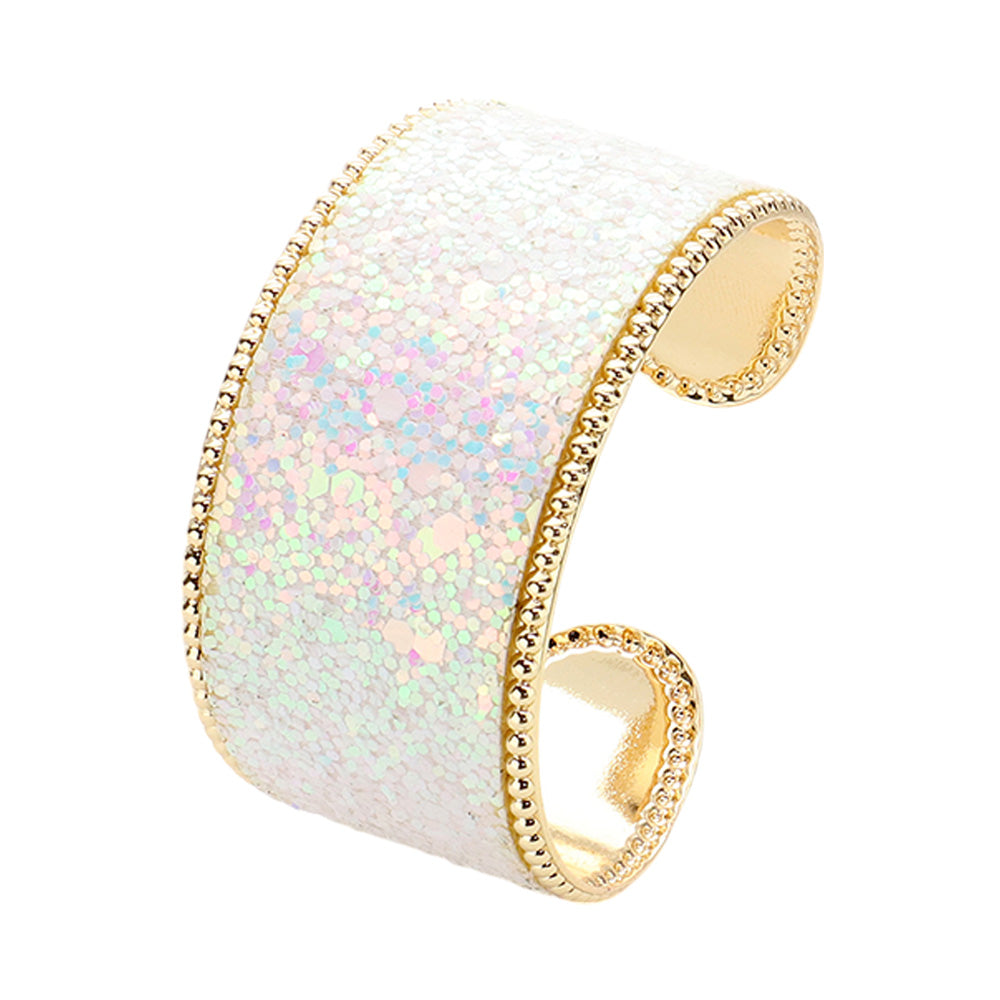 Sparkly Glittered Cuff Bracelet-White