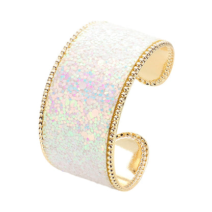 Sparkly Glittered Cuff Bracelet-White