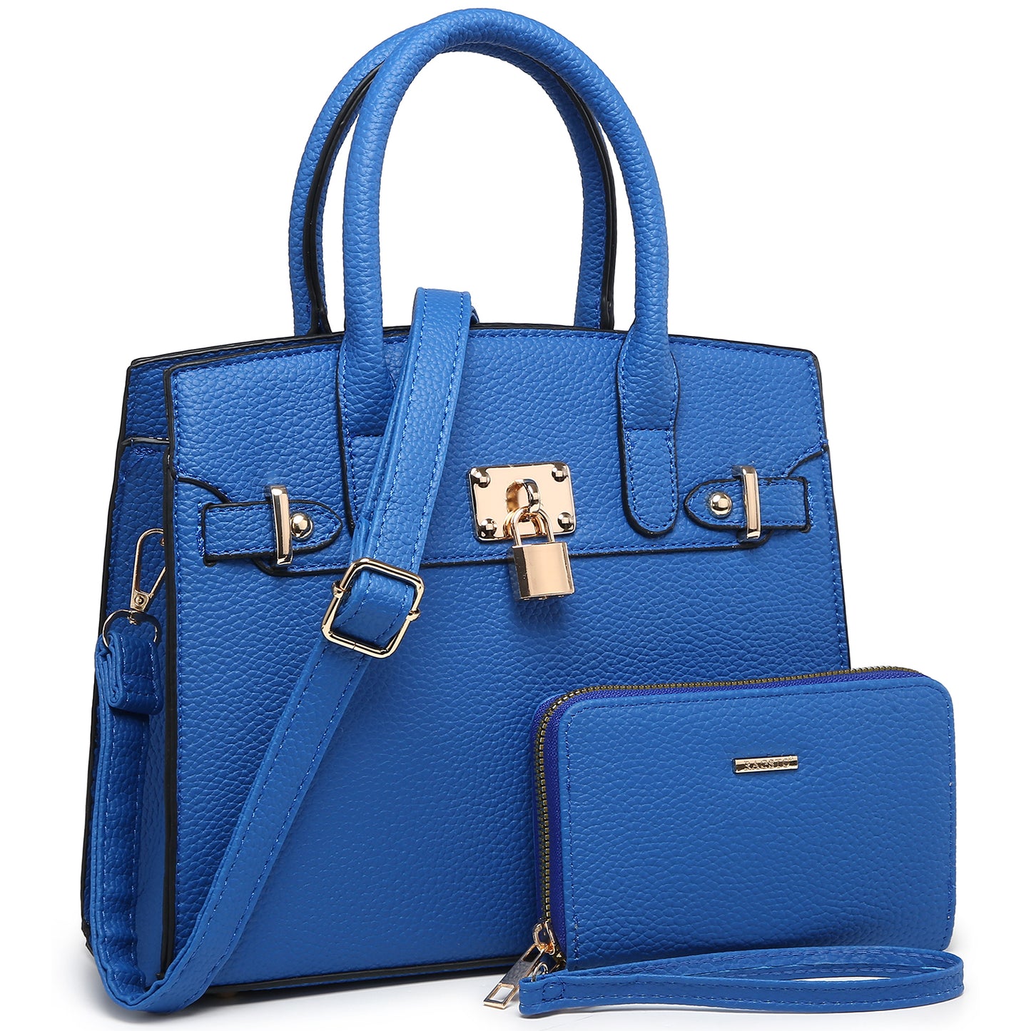 Fashion Padlock 2-in-1 Satchel/Shoulder Bag/Handbag Set-Blue