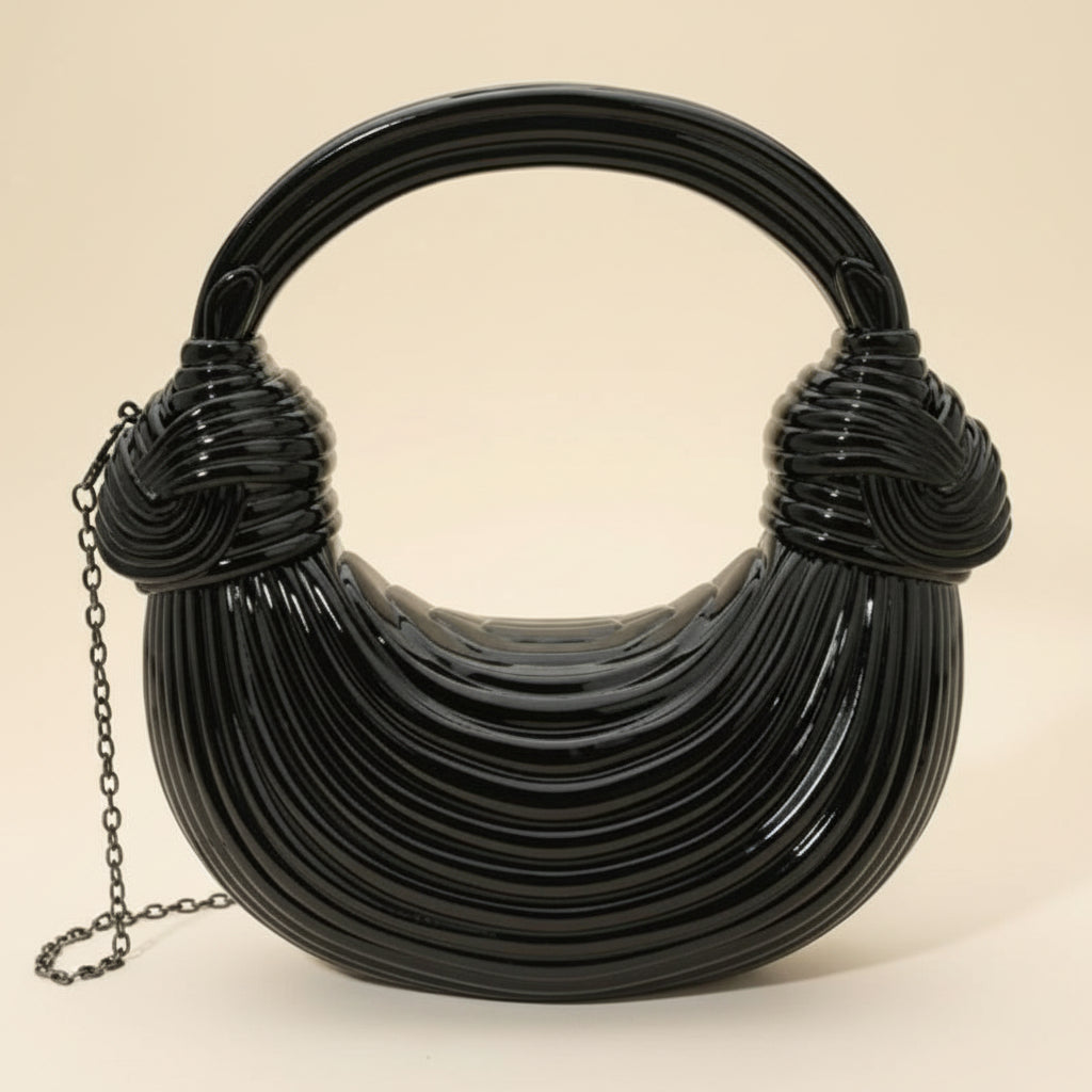 Shelli metallic sculpted loop bag with top handle – luxury cross-body women handbags.”