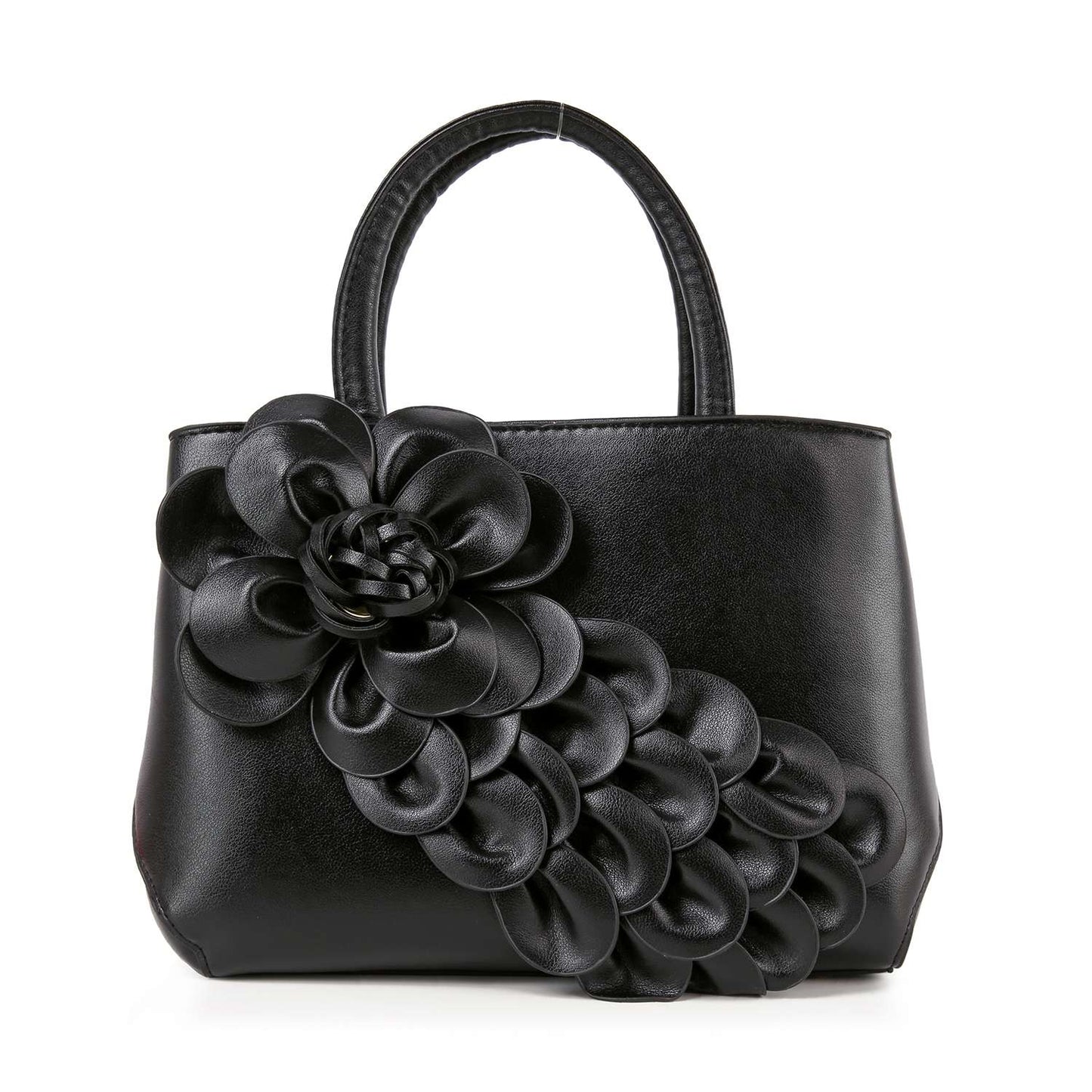 Raised Floral Hand Tote - Black
