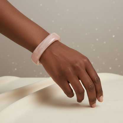 Marble Resin Bangle Bracelet-Light Pink