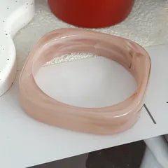 Marble Resin Bangle Bracelet-Light Pink
