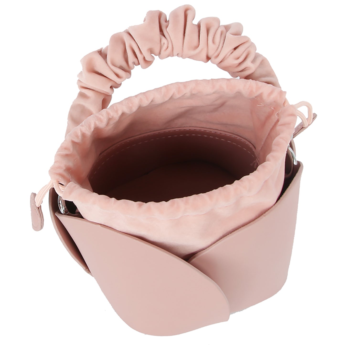 Ruched Top Handle Bucket Bag