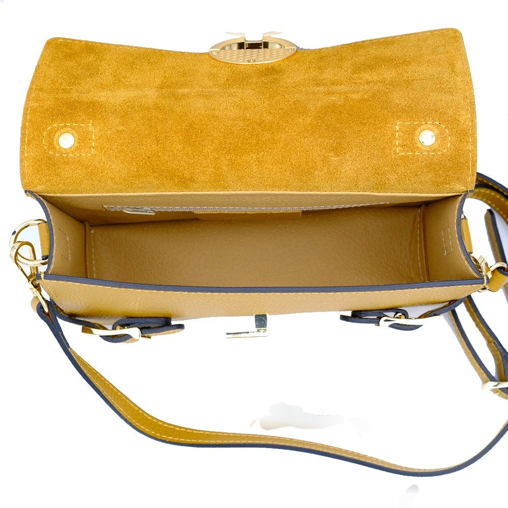 Genuine Italian Leather Handbag: Yellow