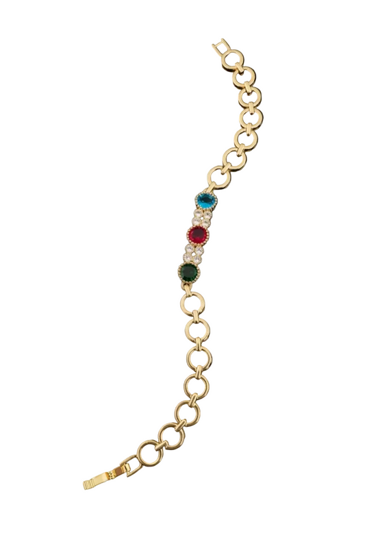 Vibrant Spectrum Multi-Gemstone O-Link Bracelet