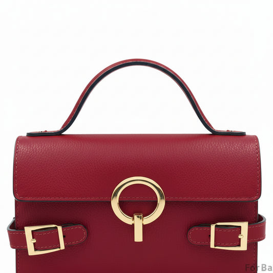 Genuine Italian Leather Handbag: Red