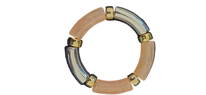 Acrylic Pink Geometric Stretch Bracelet-Pink / Gold / Silver