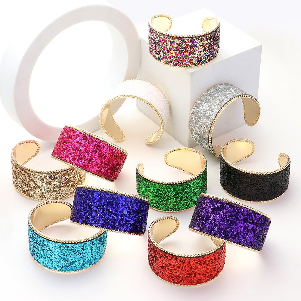 Sparkly Glittered Cuff Bracelet-White