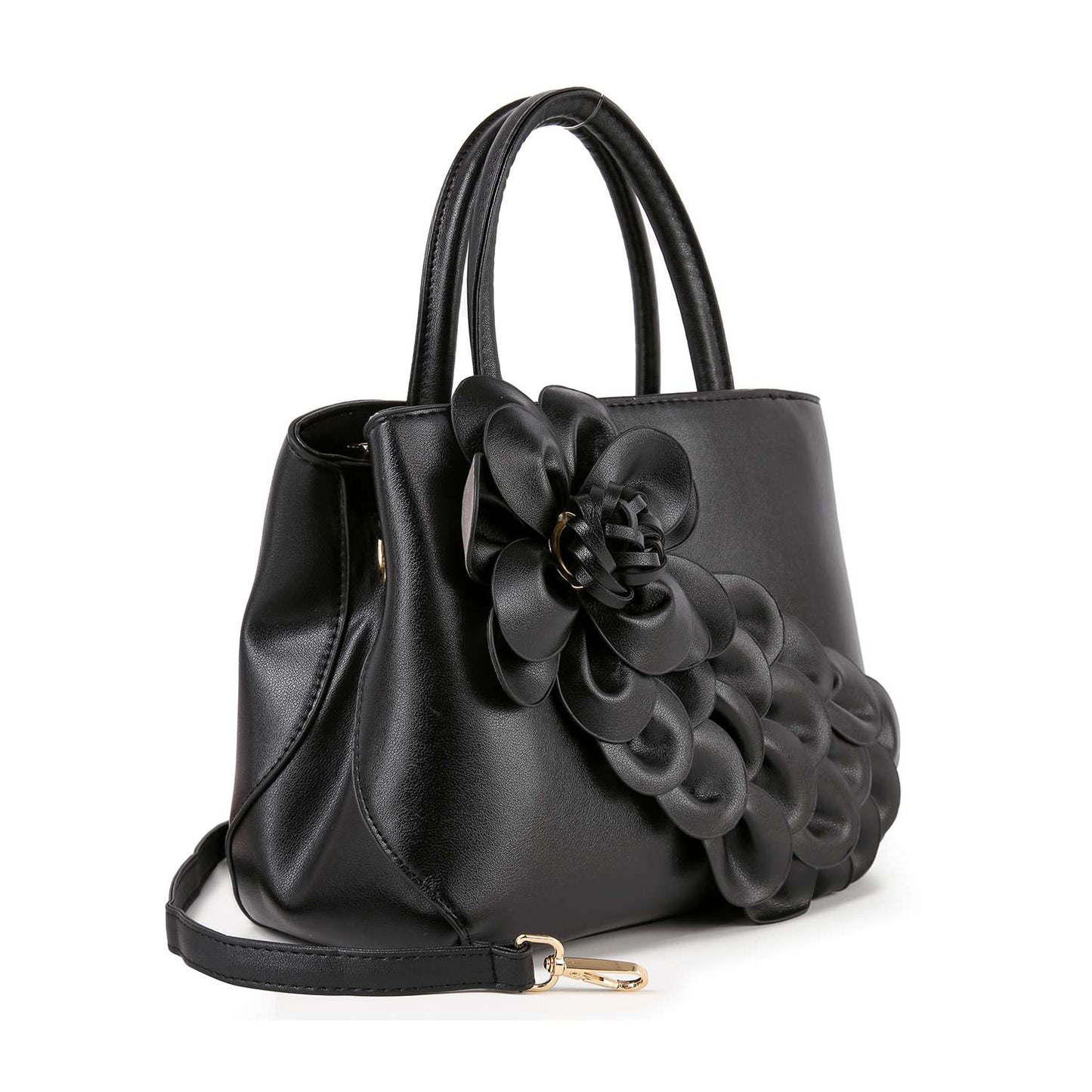 Raised Floral Hand Tote - Black