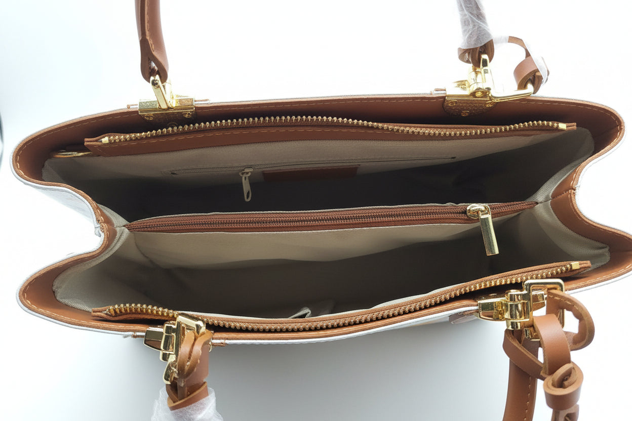 Genuine Italian Leather Handbag - Brown