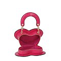 Croc Heart Top Handle Satchel/Crossbody- Fuchsia