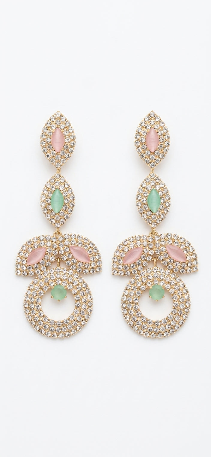 Blush & Mint Empress Chandalier Drop Earrings