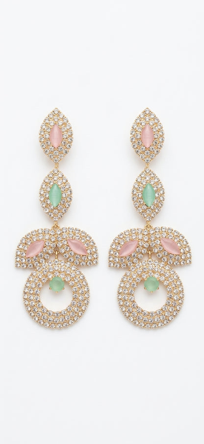 Blush & Mint Empress Chandalier Drop Earrings