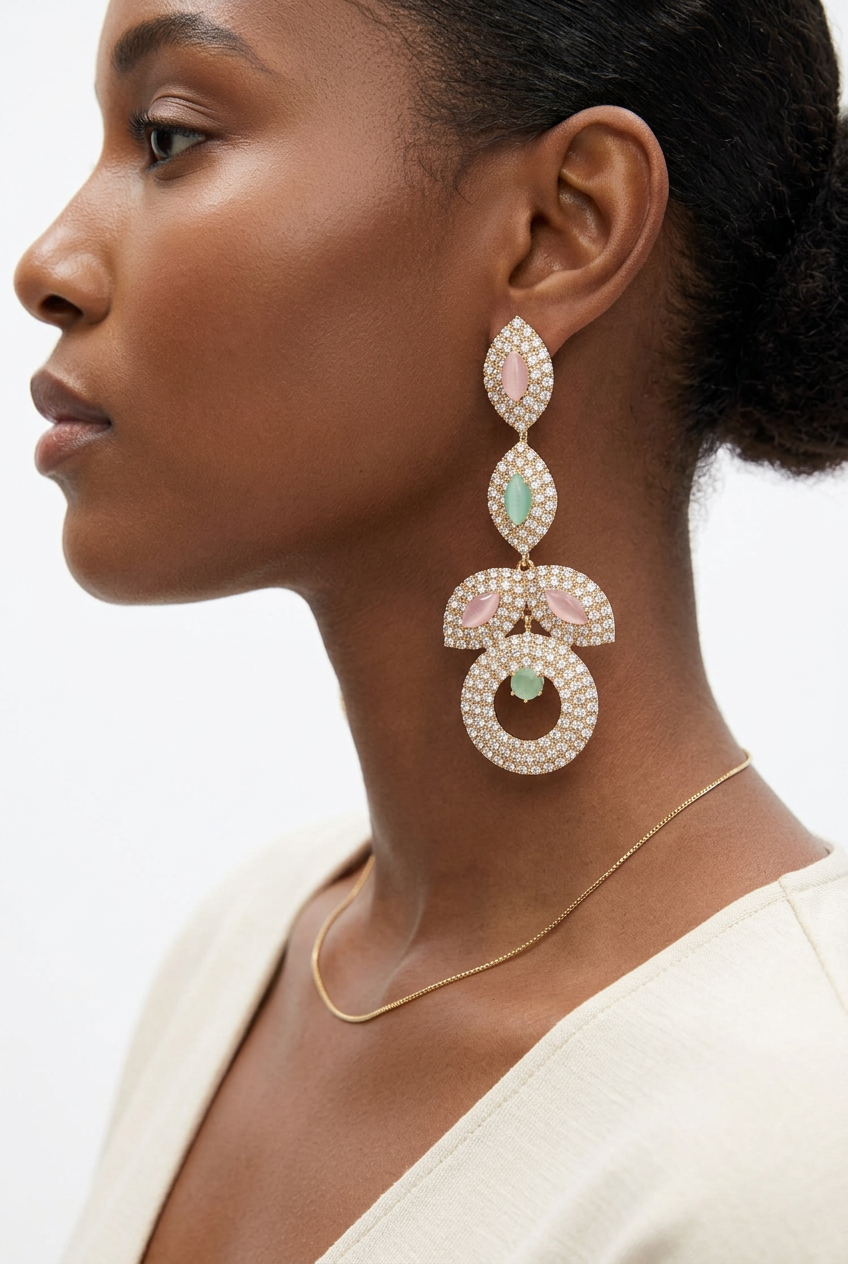Blush & Mint Empress Chandalier Drop Earrings