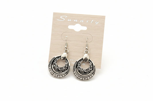 Silver-tone Vintage Crystal mini Hoop Earrings