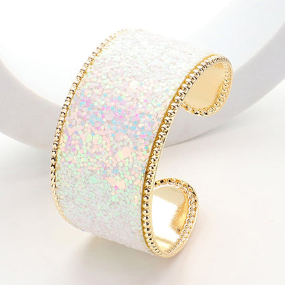 Sparkly Glittered Cuff Bracelet-White