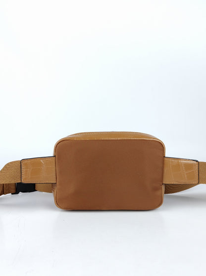 Elsie Croc Fannie Pack with gold zipper and dual pockets – stylish cross-body women handbags.