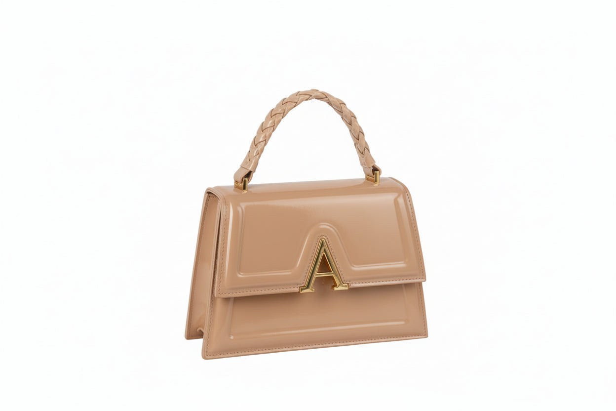Fashion Flap Satchel Crossbody Bag / Beige