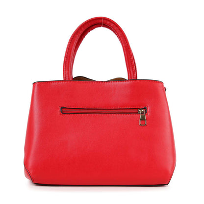 Raised Floral Hand Tote/Satchel - Red