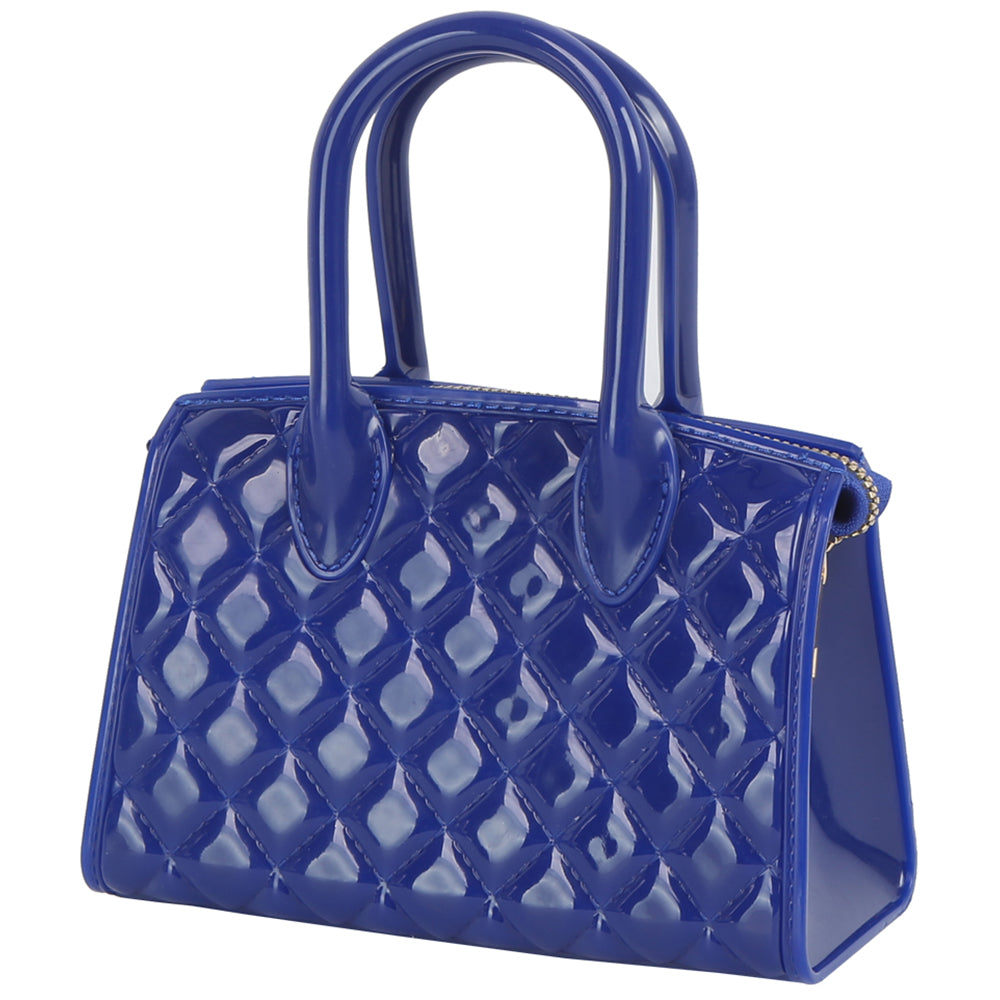 Heart Padlock Quilted Jelly Candy Satchel/Crossbody/Shoulder Bag-Fushia