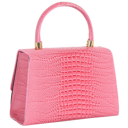 Croc Alligator Embossed Flap Satchel/Crossbody/Shoulder Bag-Brown