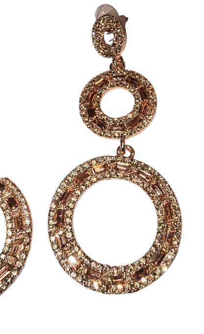 Women’s gold jewelry – rose double drop earrings with elegant layered floral design.